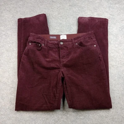 St Johns Bay 裤子女式 12 勃艮第直筒灯芯绒弹力休闲 — 第 1/4 张图片