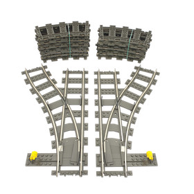 Lego&reg; TRAIN Tracks 9V Railway 4531 4520 Switch Points 18 curved Track Rail DARK-