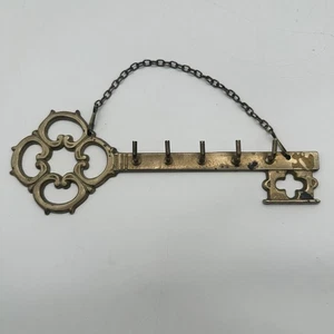 Vintage Messing Skelett Schlüsselhalter 5 Haken Bauernhaus Wandbehang Eingang Deko - Bild 1 von 8