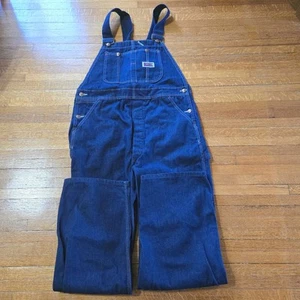 Vintage JCPenny Big Mac Gr. 38x32 blau Denim Latzhose Arbeit dunkle Waschung Made in USA - Bild 1 von 7