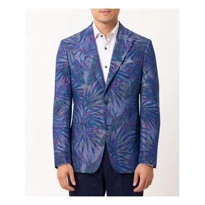 Tallia 男式棉混纺热带修身西装外套紫色蓝色 XL 码 — 第 1/4 张图片