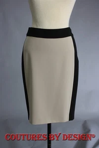 Falda St John Knits Moracaína Crepé Color Bloque Cervatillo/Negro Talla 4 Nueva con Etiquetas Precio de venta sugerido por el fabricante 385 USD - Imagen 1 de 2