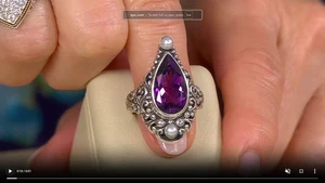 Artisan Crafted by Robert Manse Cultured Pearl & Amethyst Ring, 5.8 Carats SZ 7 - Picture 1 of 4