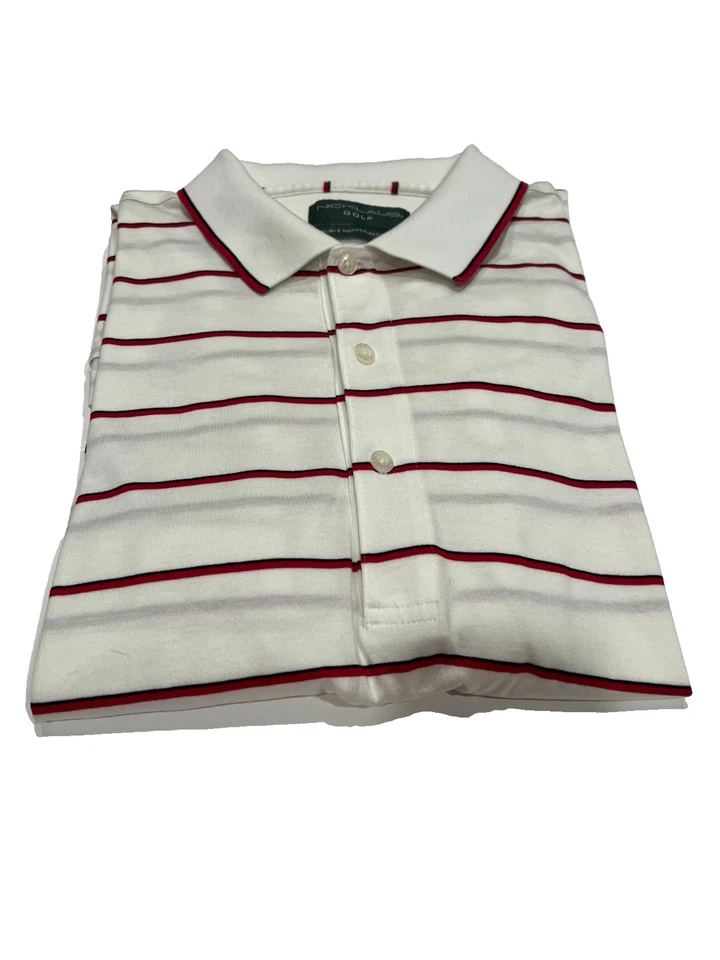 Men's Size XL Nicklaus Golf Shirt BT White with Red Stripe Short Sleeves - Image 1 of 4