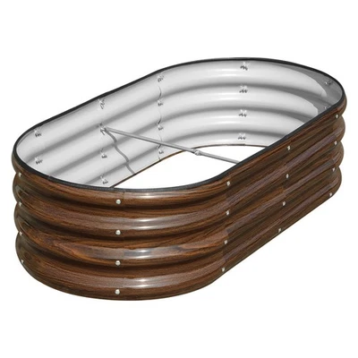 Galvanized Raised Garden Bed 4x2x1ft Oval Metal Planter Box for Planting Outdoor - Image 1 of 4