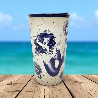 Starbucks Mermaid Siren Sailor Tattoo 2016 Ceramic Travel Tumbler Mug Cup 12 oz - Image 1 of 4