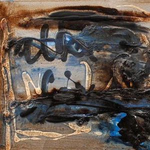 Elke Lixfeld Abstrakt Einladungskarte Zeitgenössische Kunst Mischtechnik 1984 - Picture 1 of 3