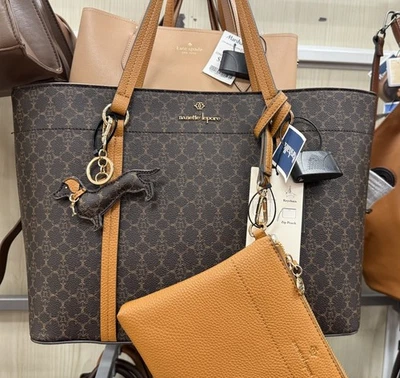 NWT Nanette Lepore Brown Handbag with Wallet and Dachshund Bag Charm - Image 1 of 4