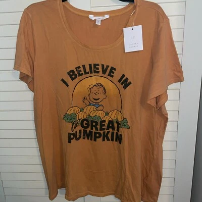 Camisa divertida de Halloween Lauren Conrad Peanuts para mujer talla 1X manga corta Believe Foto 1 de 2