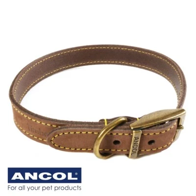COLLAR DE CUERO PARA MASCOTAS 39 cm - 48 cm Timberwolf Identidad Ajustable Etiqueta de Perro Lazo Reino Unido Foto 1 de 4