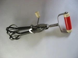 MEZCLADORA DE MANO ANDROCK Batidor de Huevos Acero Inoxidable Rojo Crema Manijas de Baquelita - Imagen 1 de 6
