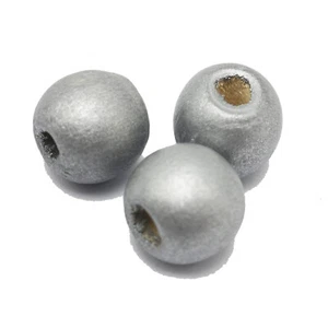 50pcs Silver Grey 14mm Round Wood Beads~Wooden Beads - Picture 1 of 4