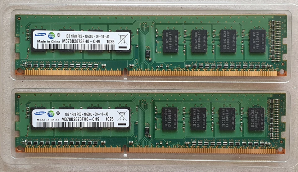 2GB (2 X 1GB) Samsung  M378B2873FH0 - CH9 1042 PC3 10600 Matched Pair - Image 1 of 1