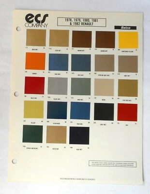 RENAULT ECS 1978-1982 COLOR PINTURA CHIP GRÁFICO TODOS LOS MODELOS ORIGINAL Foto 1 de 2