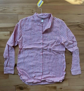 Women's Premium Washable Linen Shirt, Tunic Stripe NWT size S - Picture 1 of 8