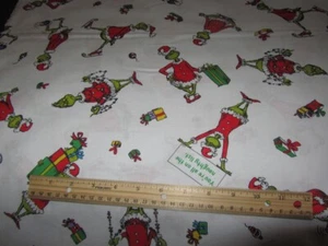 Tela de algodón adorno navideño blanco Dr Seuss Grinch BTY - Imagen 1 de 1