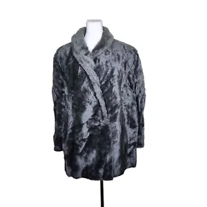 Vintage 60s Faux Fur Coat Womens Size 2XL Dark Gray Mod Mob Wife - Picture 1 of 8
