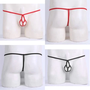 Sexy Men String Bikini Briefs Underwear Open Front Holes G-string T-back Thongs - Picture 1 of 17