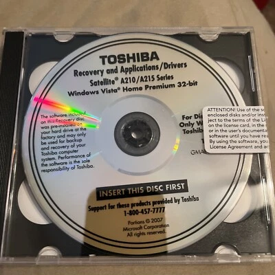 Toshiba A210/ASeries Recovery and Applications Drivers Satellite Disc NEW SEALED - Image 1 of 2