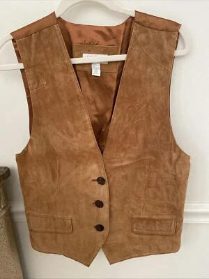 Vintage 1970s Lord & Taylor Women's Chestnut Suede Real Leather Vest Size 14 - Image 1 of 3