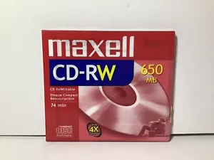 Maxell CD-RW (650MB, 74-Minute Capacity) - Rewritable CD Disc - Brand New Sealed - Picture 1 of 3