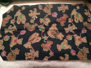 Fabric Cranston "Teddies" Brown Teddy Bear Scarf Presents on Navy or Black $2.95 - Picture 1 of 4