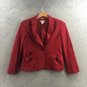 Chaqueta Blazer Talbots Mujer 14 Rojo Mezcla Lana Elástica Un Botón Muesca Solapa - Imagen 1 de 16