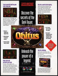 OBITUS__Original 1994 impresión AD / Nintendo juego promo__Bullet-Proof Software_SNES - Imagen 1 de 1
