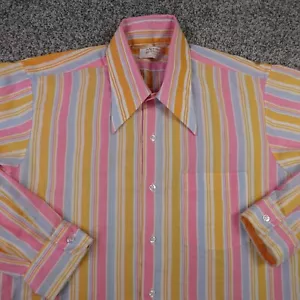 VTG Arrow Shirt Mens L 16 Button Up Dagger Disco Union Made USA Sanforized 60s - Picture 1 of 11