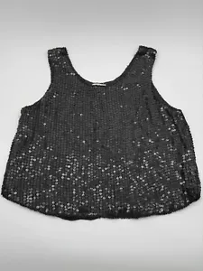 Shimmer New York Tank Top Silk Medium M Black Sequins Shimmer NWT - Picture 1 of 7