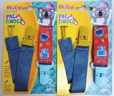 Nuby Infants 4 Pack Pacifier Clips Pacifinder Red & Blue - Image 1 of 3