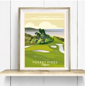TORREY PINES CALIFORNIA GOLF POSTER PRINT GIFT DECOR SAN DIEGO LA JOLLA - Picture 1 of 7