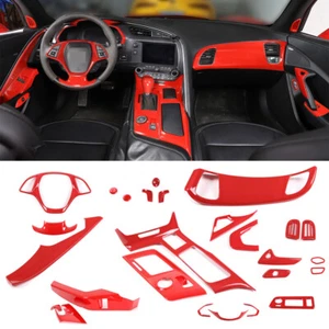 26PCS Red Full Interior Central Control Cover Kit Trim For Corvette C7 2014-2019 - Bild 1 von 11