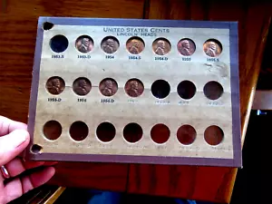 10 B/U ROSSO Lincoln Penny datato 1953 1957 monete miste PDS Wayte Raymond pagina D10 - Foto 1 di 2