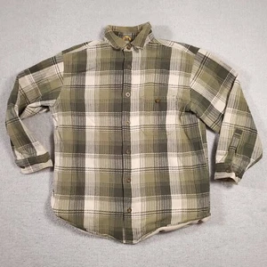 Woolrich Flannel & Fleece Shacket Shirt Jacket Mens Medium Green Plaid Lined - Picture 1 of 15