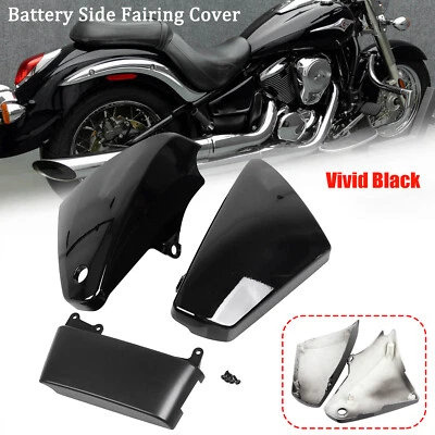 Black Battery Side Fairing Covers For Kawasaki Vulcan 900 VN900C Custom Classic Foto 1 de 4
