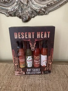 Desert Heat Hot Sauce 3 oz Bottles Garlic Habanero, Chipotle, Jalapeno & Cayenne - Picture 1 of 4