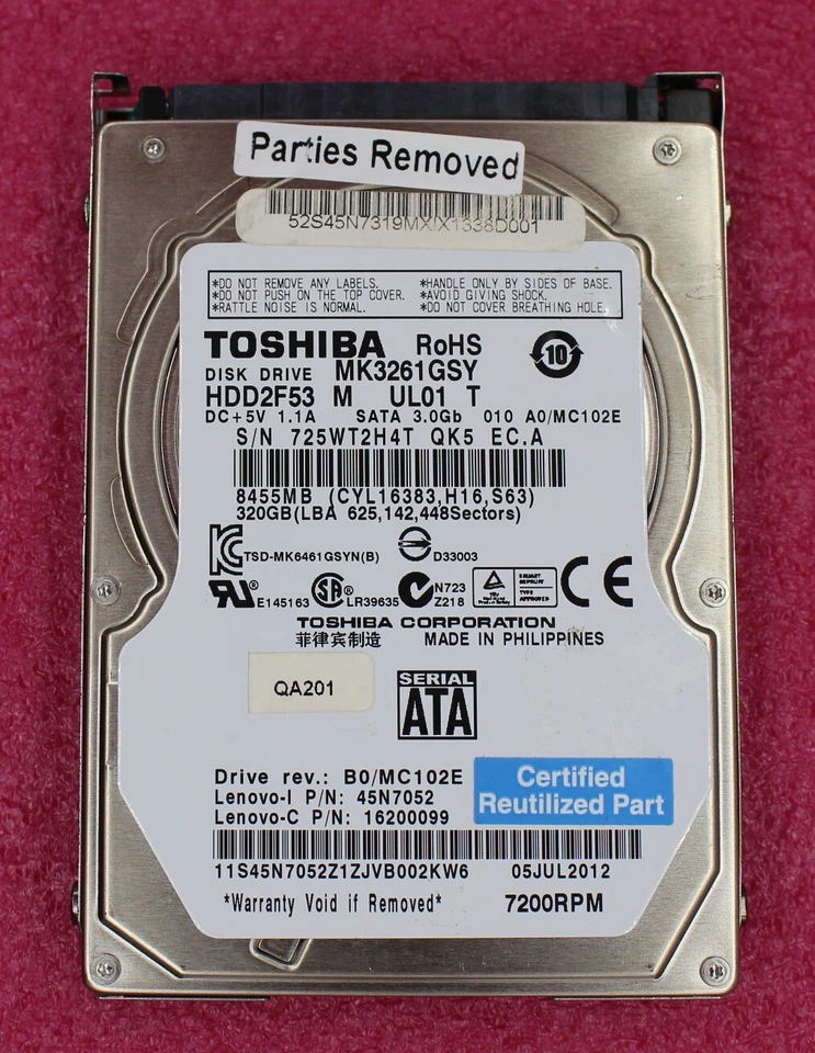 Lenovo 320GB 7200 2.5 inch 9.5mm SATA Hard Drive - Image 1 of 1