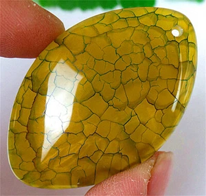 51x33x7 mm verde e giallo drago vene agata marchesa ciondolo perlina BY9017 - Foto 1 di 3