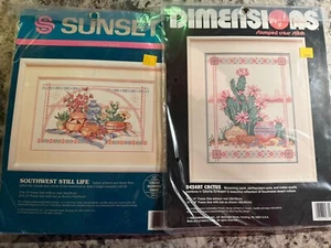 Dimensions Cactus Kit Stamped Cross Stitch Southwest Desert New #3123 Sunset Lot - Picture 1 of 5