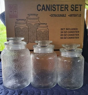 LeRaze 3 piezas Tarros de almacenamiento de galletas de girasol, botes, herméticos, Foto 1 de 4