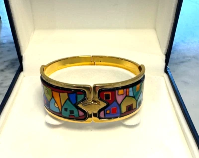 Brazalete FREY WILLE Hundertwasser Street Rivers 24K Esmalte Pequeño Cierre Real Usado en Excelente Condición Foto 1 de 4