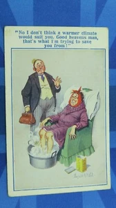 Postal cómica Inter Art Donald McGill década de 1920 Doctor Mostaza tema infernal no 4250 - Imagen 1 de 2