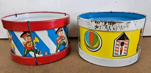 2 Vintage Ohio Art Tin Toy Drum Circus toys Marching Band 6” Tin Drum C - Picture 1 of 8