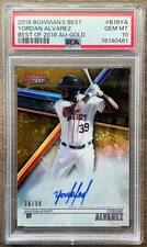 Yordan Alvarez 2018 Bowman's Best Prospect Gold Refractor Auto /50 PSA 10 GEM