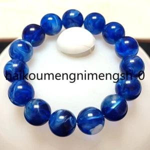 Brazalete elástico certificado 13-14 mm cera de abejas azul natural ámbar cuentas redondas 7,5" - Imagen 1 de 8