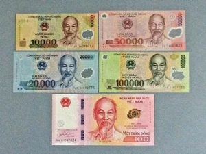 Vietnam 5 Note Lot: P-119h, P-120e, P-121j, P-122h, and P-125 - Picture 1 of 2