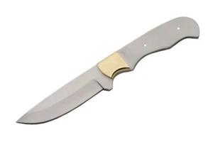 Fixed-Blade Knife Blank | Stainless Steel 4in Straight Back Blade Brass Bolster - Picture 1 of 1
