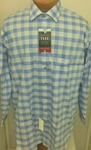 Vestido Camisa Van Heusen 181/2 35/36" 2X Alto Botón Delantero Manga Larga Azul A Cuadros - Imagen 1 de 6