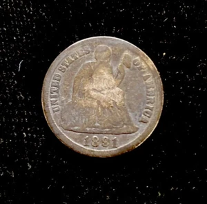 1891 S  Seated Liberty Dime Silver US Coin - Lot 1121 - Picture 1 of 4